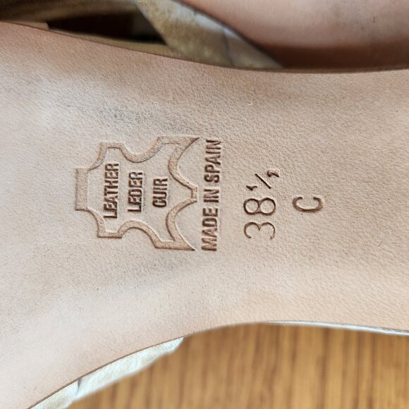 PACO GIL WONEN'S DISTRESSED GOLD LEATHER SANDALS SIZE 38.5 (7.5) MADE IN SPAIN - Picture 5 of 9